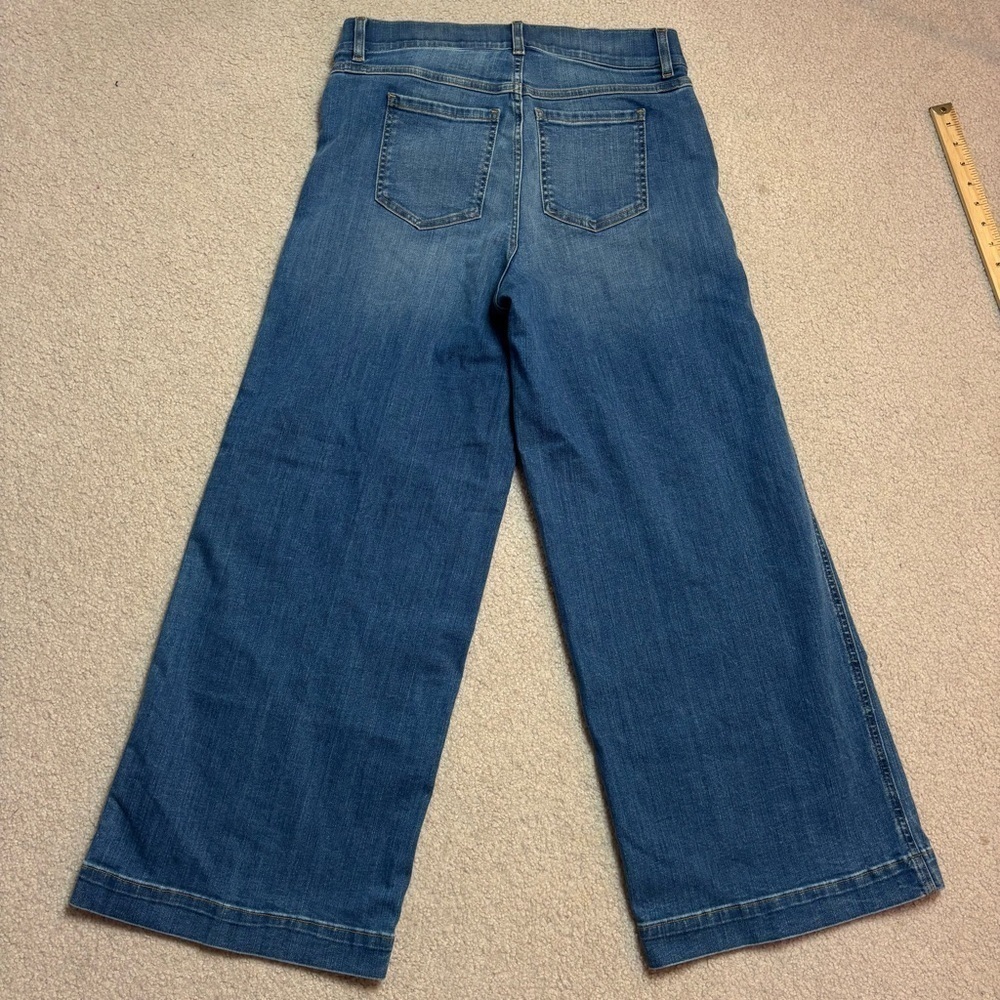 Spanx Pull On Seamed Front Wide Leg Jeans Vintage Indigo Petite Large - Picture 4 of 17